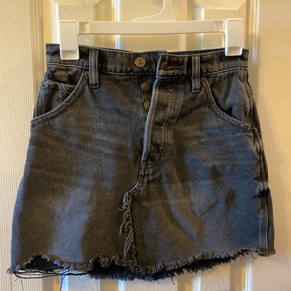 Free People black denim skirt